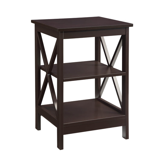CasaFoyer Oxford End Table with Shelves - Stylish & Versatile Home Decor - Sleek Design with X Frame Panel Sides - Ample Storage Space - Durable & Safe - Explore Oxford Collection for Coordinating Pieces