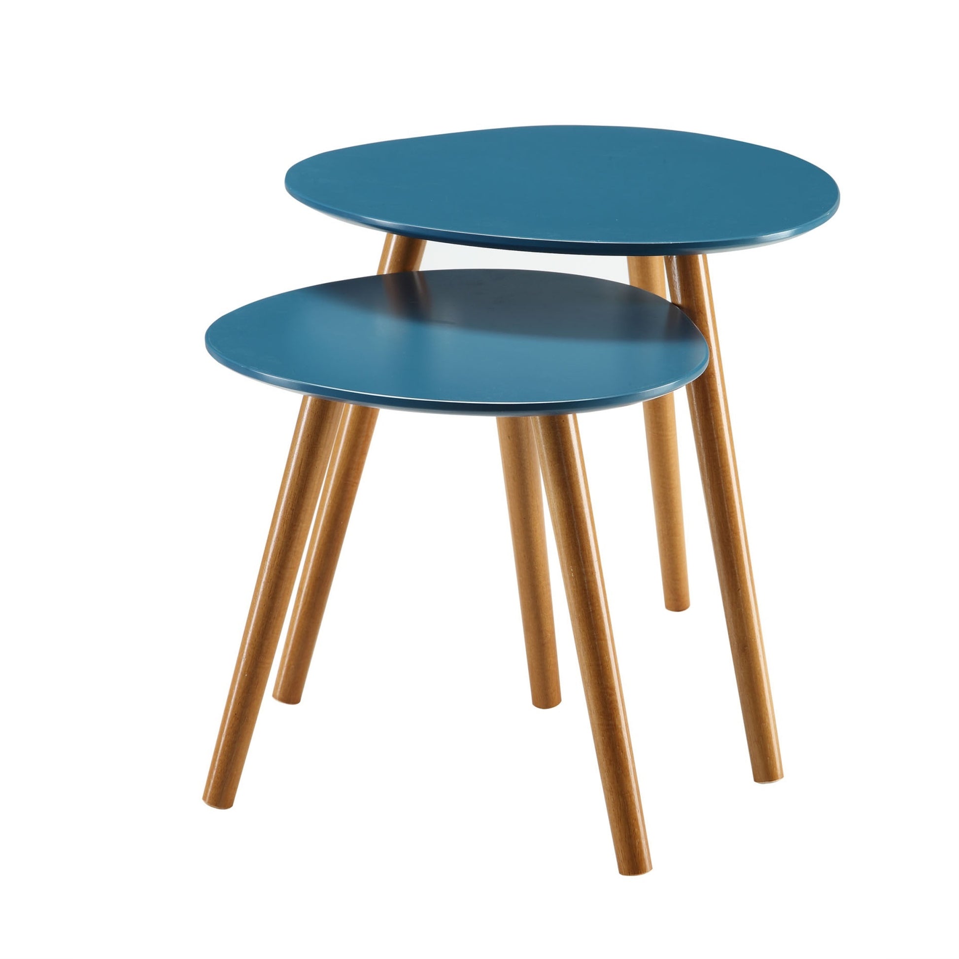 CasaFoyer Oslo Nesting End Tables - Mid Century Style, Versatile & Functional, Satin & Woodgrain Finish, Solid Wood Legs, Easy Assembly. Explore Oslo Collection.