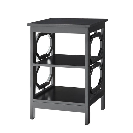 CasaFoyer Omega End Table with Shelves - Minimalist Design, Sleek Lines, Octagon Cut Outs, Practical Storage, Durable - Perfect for Living Room Decor - Explore Omega Collection for Complete Look