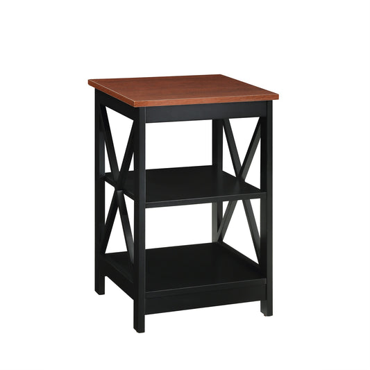 CasaFoyer Oxford End Table with Shelves - Stylish and Versatile Home Decor - Sleek Design - X Frame Panel Sides - Spacious Table Top and Shelves - Durable MDF Construction - Non-Lead Based Paint - Explore Coordinating Pieces from Oxford Collection