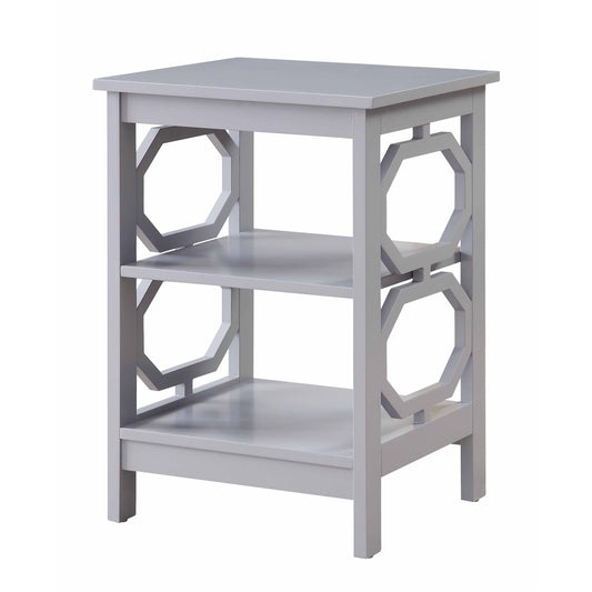 CasaFoyer Omega End Table with Shelves - Minimalist Design, Sleek Lines, Octagon Cut Outs, Convenient Storage, Durable - Perfect for Any Home Decor - Explore Omega Collection