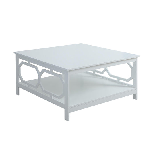 CasaFoyer Omega Square 36" Coffee Table with Shelf - Sleek Design, Elegant Octagon Cut Outs, Spacious Table Top, Durable - Perfect for Home Decor - Omega Collection