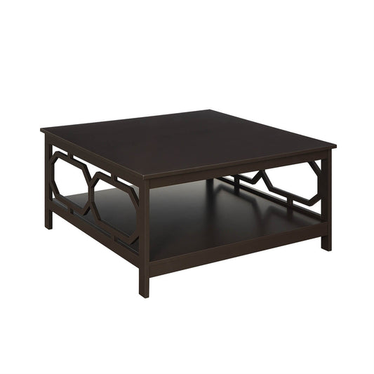 CasaFoyer Omega Square 36" Coffee Table with Shelf - Sleek Design, Octagon Cut Outs, Ample Display Space - Durable & Stylish - Omega Collection