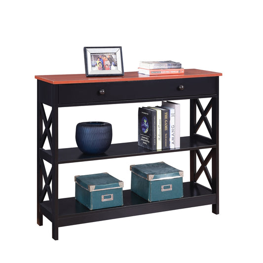 CasaFoyer Stylish Oxford 1 Drawer Console Table with Shelves - Ample Storage Space, Modern X Pattern Design, Durable Construction - Versatile and Complements Any Decor - Explore the Oxford Collection