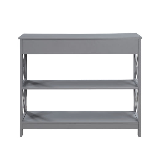 CasaFoyer Stylish and Functional Oxford 1 Drawer Console Table with Shelves - Modern X Pattern Design - Concealed Storage Drawer - Durable and Timeless - Complements Any Decor - Part of the Oxford Collection (Sold Separately)