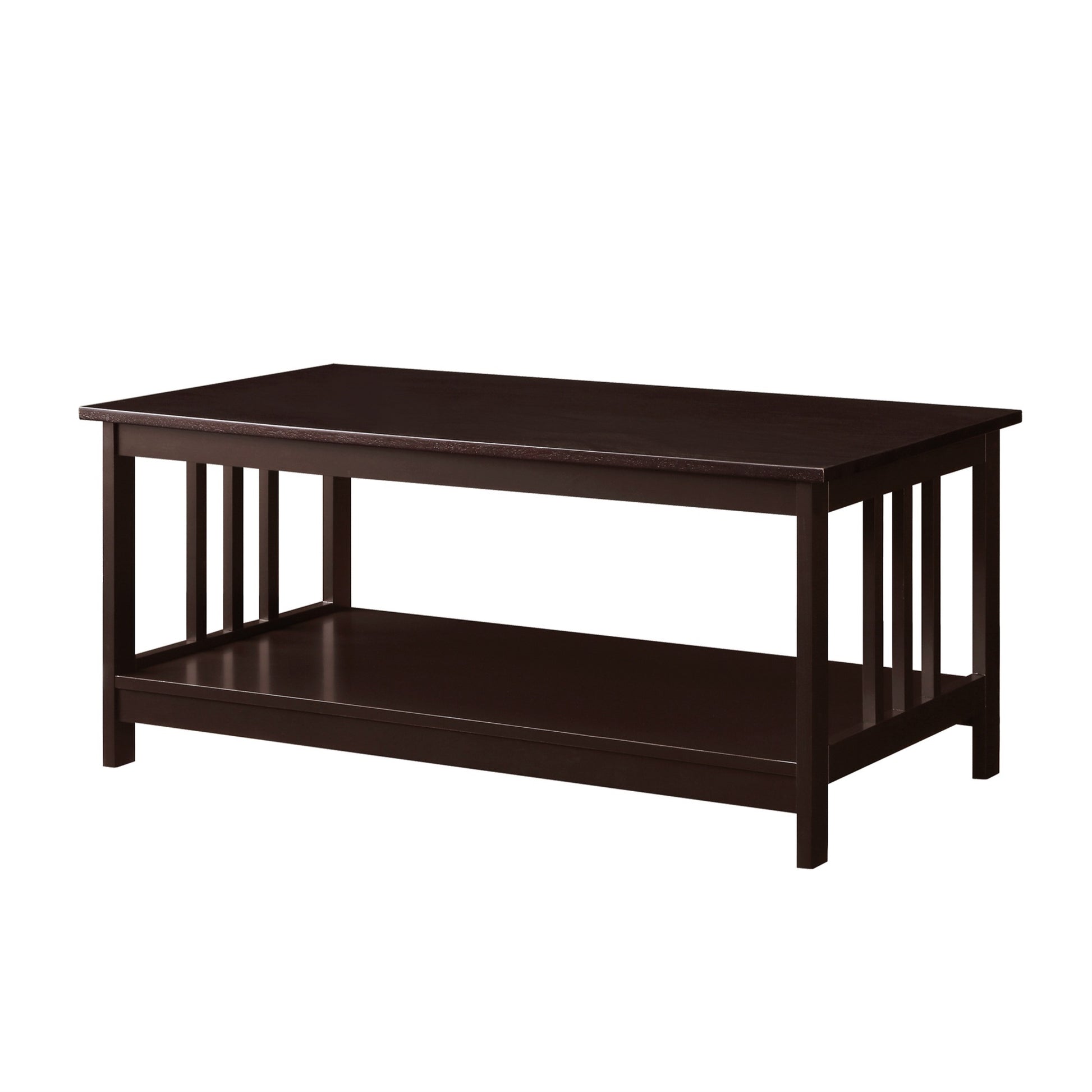 CasaFoyer Mission Coffee Table with Shelf - Enhance Your Home's Aesthetics with Elegance. Ample Space for Collectibles & Essentials. Shelf Sold Separately.