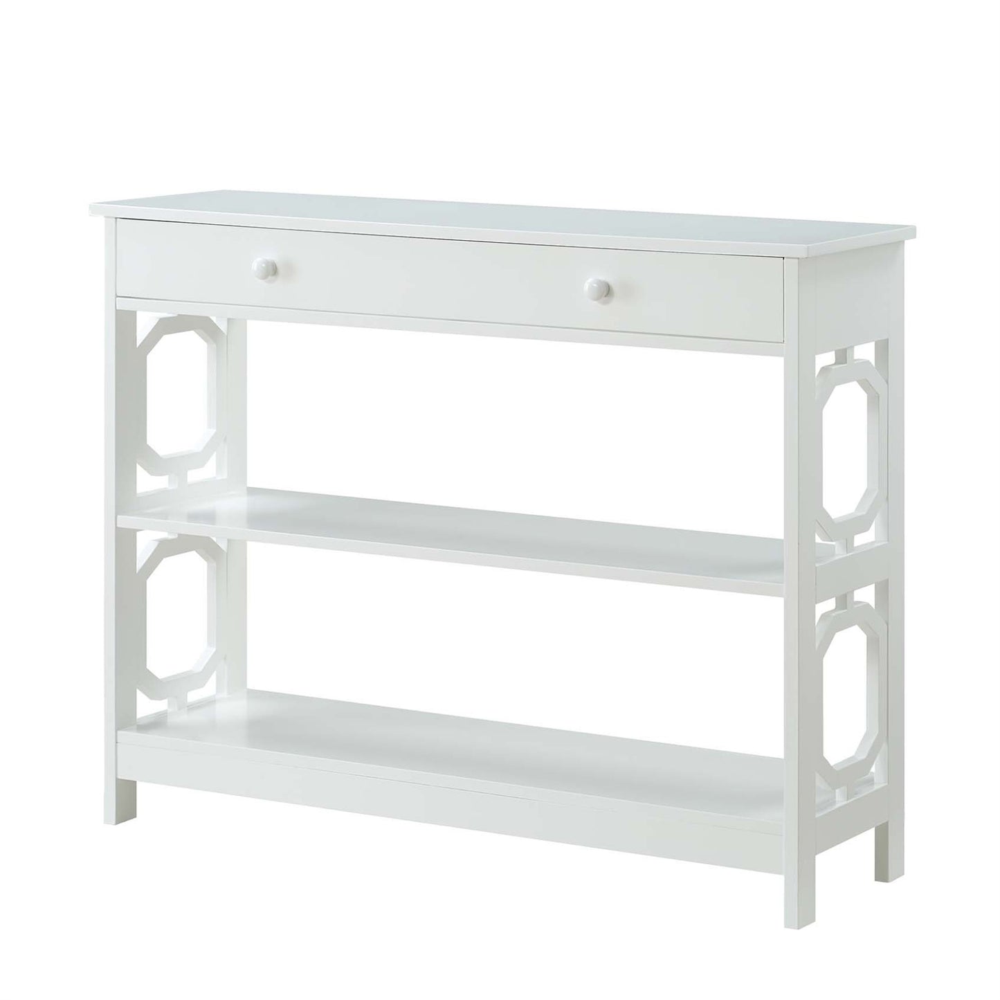 CasaFoyer Stylish and Functional Omega 1 Drawer Console Table with Shelves - Contemporary Geometric Design, Ample Storage Space, Durable Construction - Perfect for Any Decor - Omega Collection Compatible