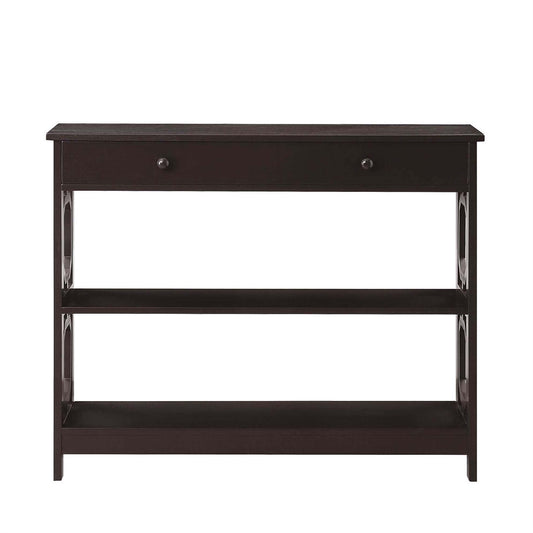 CasaFoyer Stylish Omega 1 Drawer Console Table with Shelves - Ample Storage Space, Sleek Geometric Pattern, Contemporary Design - Durable and Timeless Addition to Your Home - Explore the Omega Collection