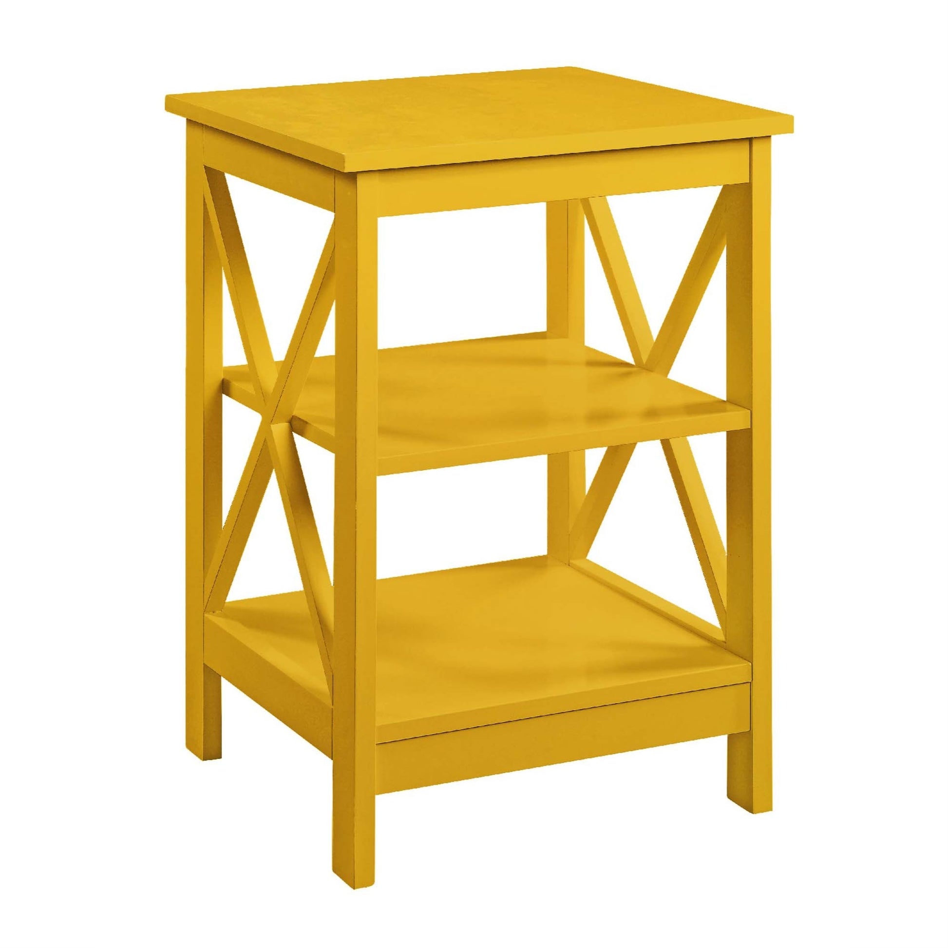 CasaFoyer "Stylish and Versatile Oxford End Table with Shelves - Modern X Frame Design - Durable MDF - Ample Storage Space - CasaFoyer"