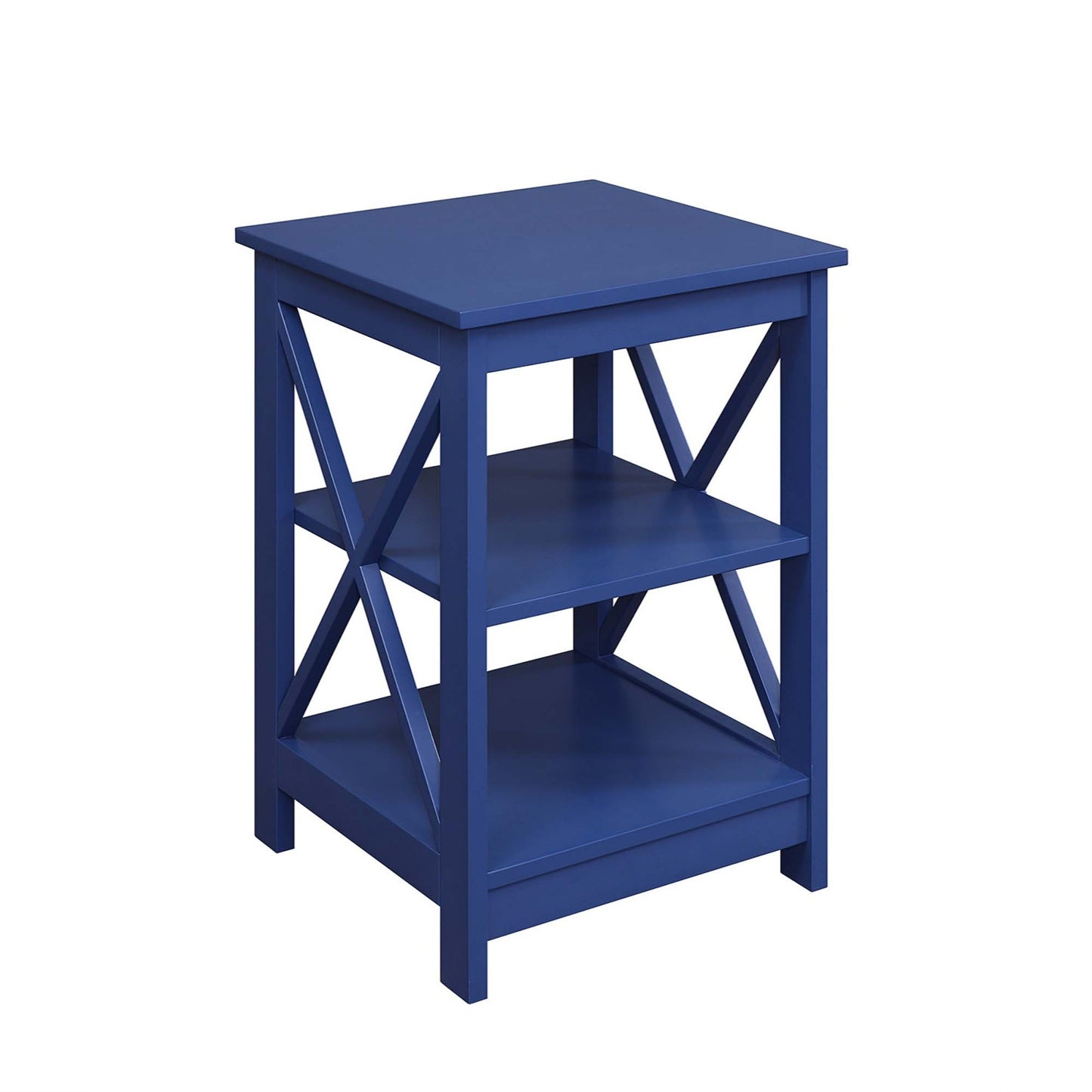 CasaFoyer Oxford End Table with Shelves - Stylish & Versatile Home Furniture, Sleek Design, X Frame Panel Sides, Ample Storage Space, Durable MDF Construction.