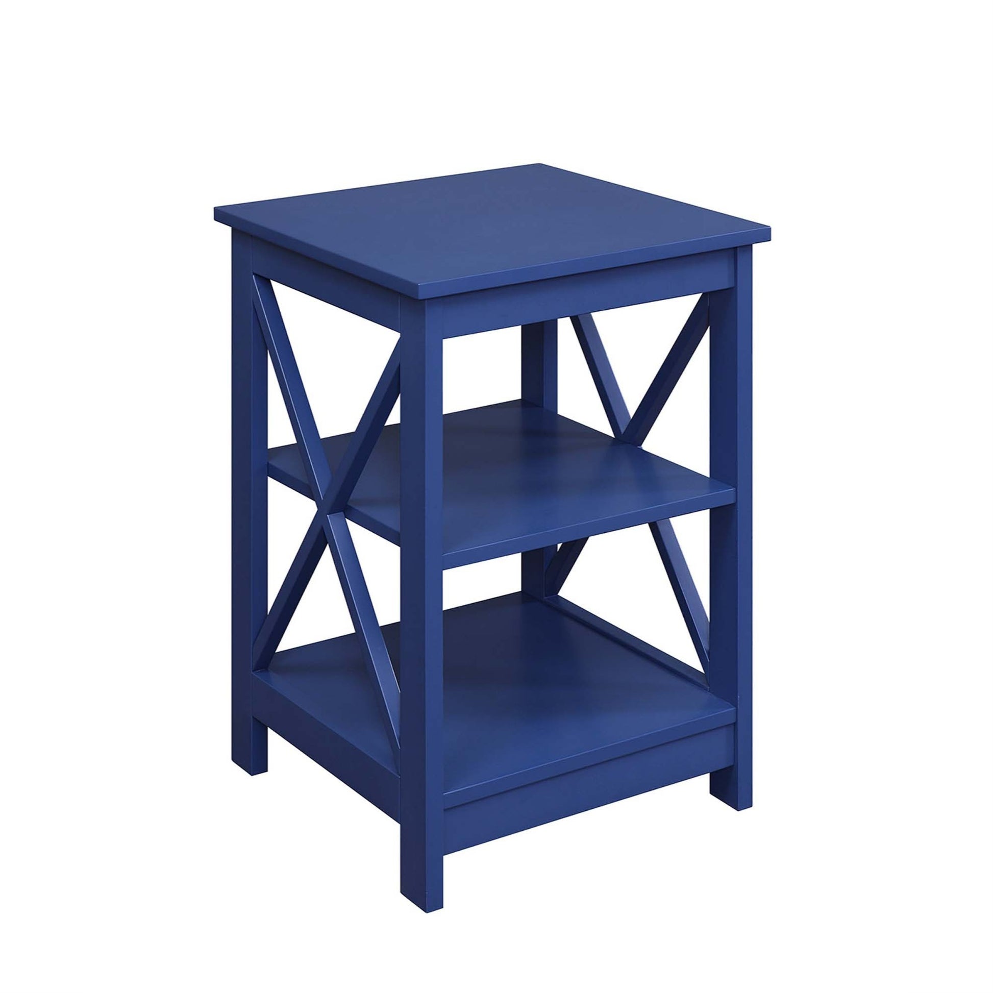 CasaFoyer Oxford End Table with Shelves - Stylish & Versatile Home Furniture, Sleek Design, X Frame Panel Sides, Ample Storage Space, Durable MDF Construction.