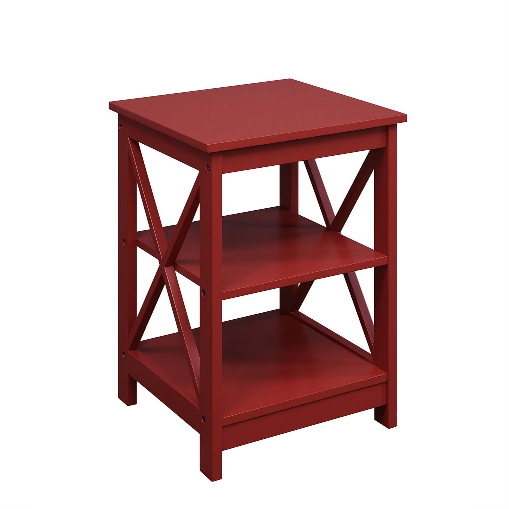 CasaFoyer Oxford End Table with Shelves - Stylish and Versatile Home Furniture with X Frame Panel Sides - Spacious Storage for Living Room - Durable MDF Construction - Oxford Collection