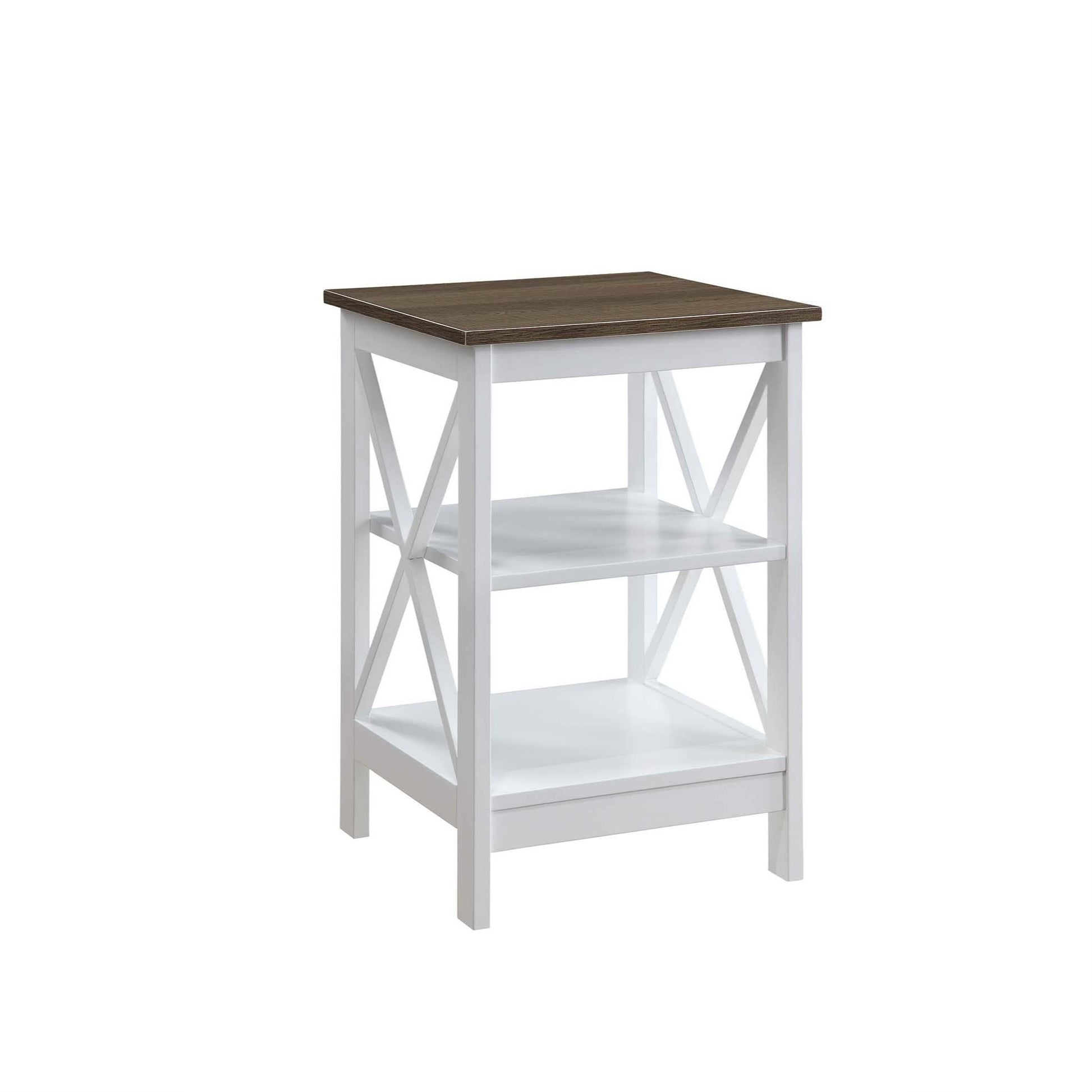 CasaFoyer "Stylish and Versatile Oxford End Table with Shelves - Contemporary X Frame Design - Spacious Storage - Durable and Safe - Oxford Collection"