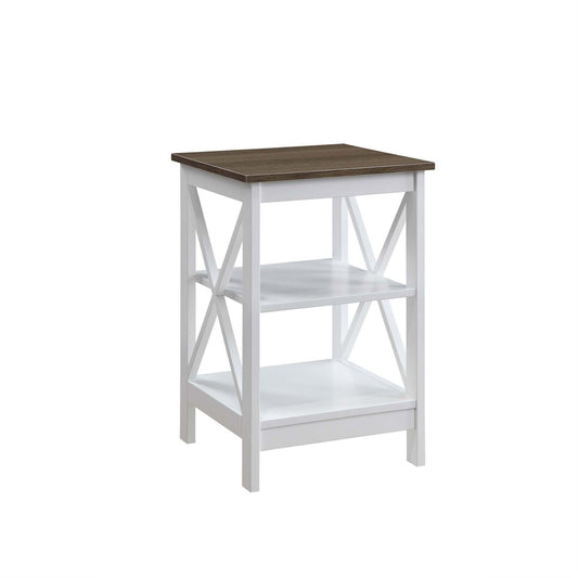 CasaFoyer "Stylish and Versatile Oxford End Table with Shelves - Contemporary X Frame Design - Spacious Storage - Durable and Safe - Oxford Collection"