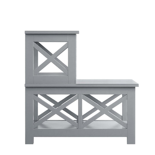 CasaFoyer "Oxford 2 Step Chairside End Table by - Stylish & Functional Home Decor - L Design, X Side Frames - 3 Shelves - Durable MDF Construction - Refreshing Contemporary Style"
