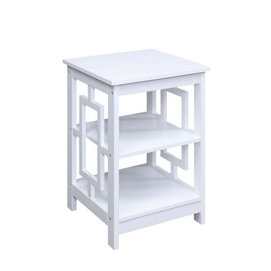 CasaFoyer "Town Square End Table with Shelves - Durable MDF Construction, Non-Toxic Paint, Asian-Inspired Design - Functional and Stylish Home Decor - CasaFoyer"