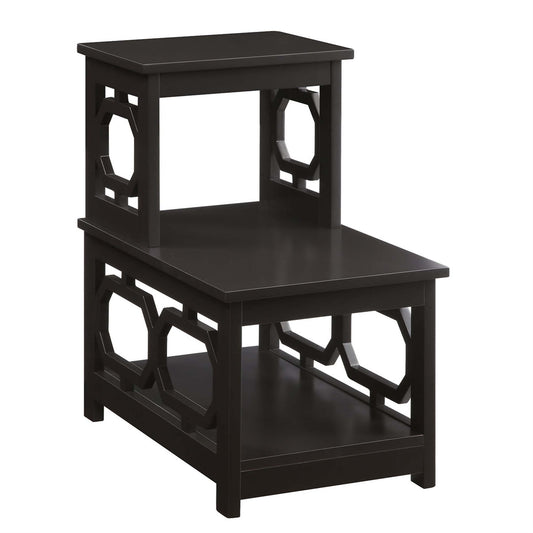 CasaFoyer Omega 2 Step Chairside End Table - Contemporary 2-Tier L Design with Octagon Side Frames - Durable MDF Construction - Three Spacious Shelves - Non-Lead Based Paint Finish - Perfect for Home Office or Living Room - Omega Collection by CasaFoyer