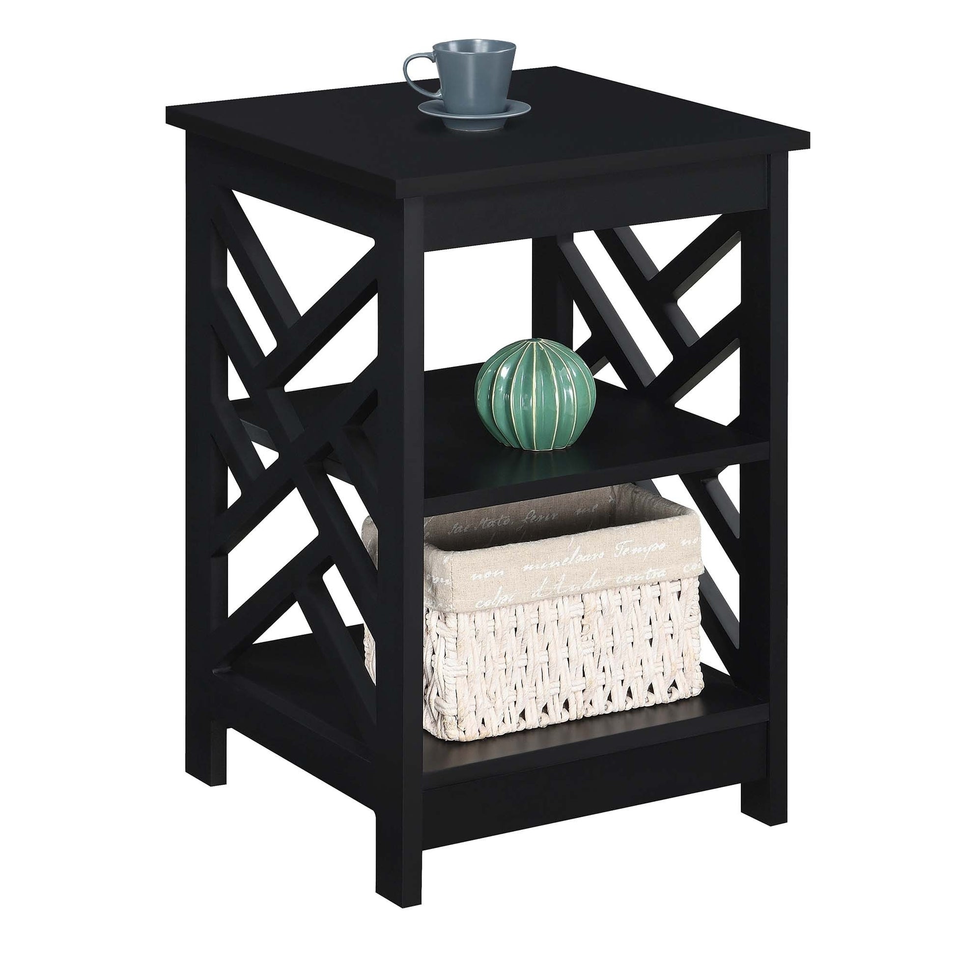 CasaFoyer Titan End Table with Shelves - Contemporary Design, Ample Storage, Durable MDF Construction, Non-Toxic Paint, Geometric Style