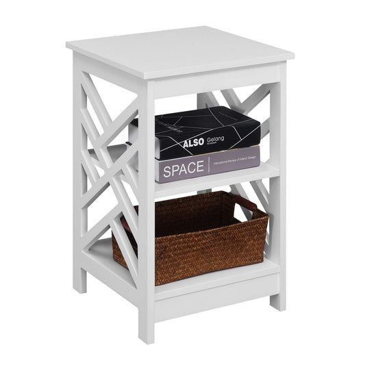 CasaFoyer Titan End Table with Shelves - Contemporary Charm, Streamlined Design, Extra Storage, Durable MDF Construction, Non-Toxic Paint, Pair with Titan Collection