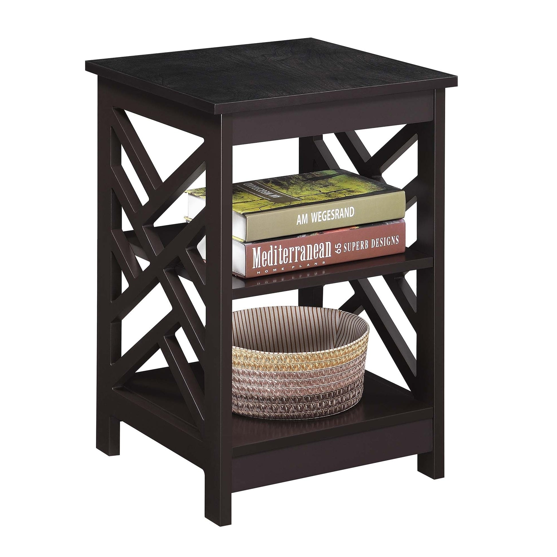 CasaFoyer Titan End Table with Shelves - Modern Design, Ample Storage, Durable MDF Construction, Non-Lead-Based Paint, Pair with Titan Collection