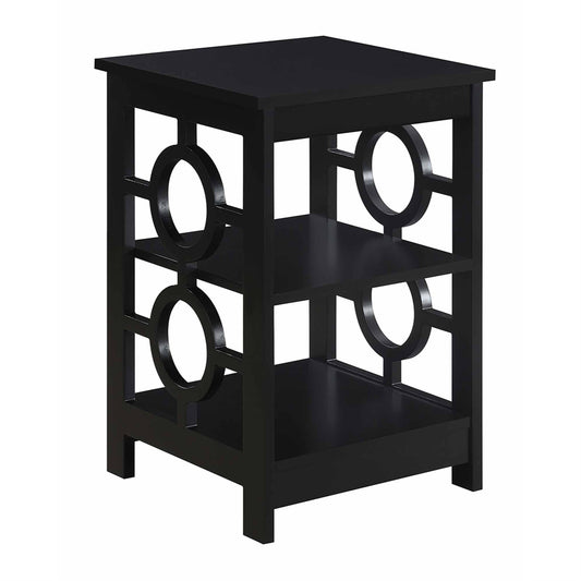 CasaFoyer Stylish and Unique Ring End Table with Shelves - Contemporary Design, 3-Tier Unit, Multiple Finishes - CasaFoyer