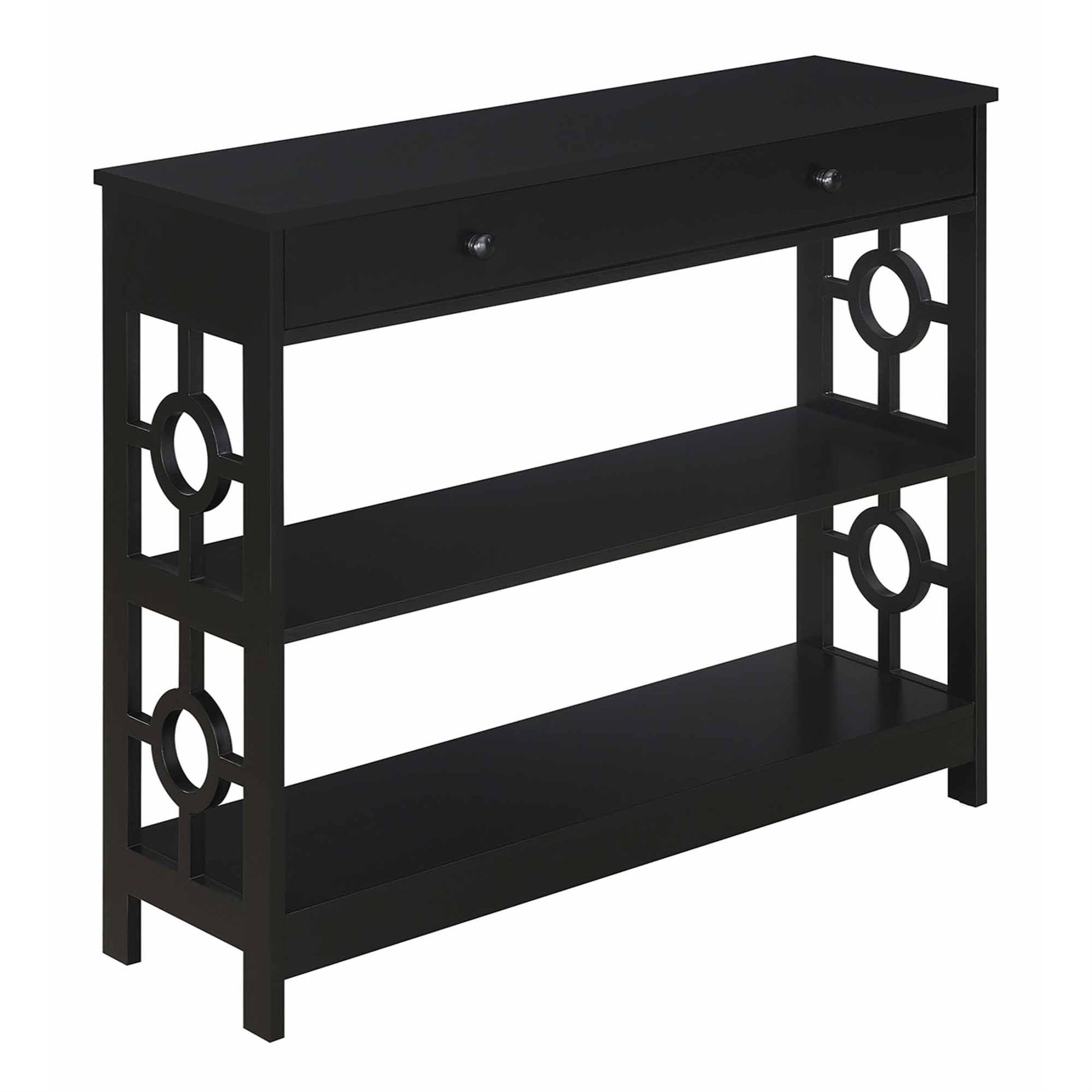 CasaFoyer Stylish Ring 1 Drawer Console Table with Shelves - Contemporary Furniture Piece with Spacious Tabletop, Drawer, and 2 Bottom Shelves - Easy Assembly - CasaFoyer