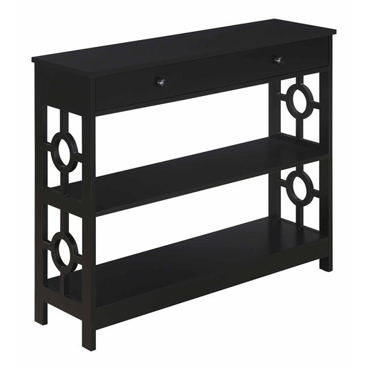 CasaFoyer Stylish Ring 1 Drawer Console Table with Shelves - Contemporary Furniture Piece with Spacious Tabletop, Drawer, and 2 Bottom Shelves - Easy Assembly - CasaFoyer