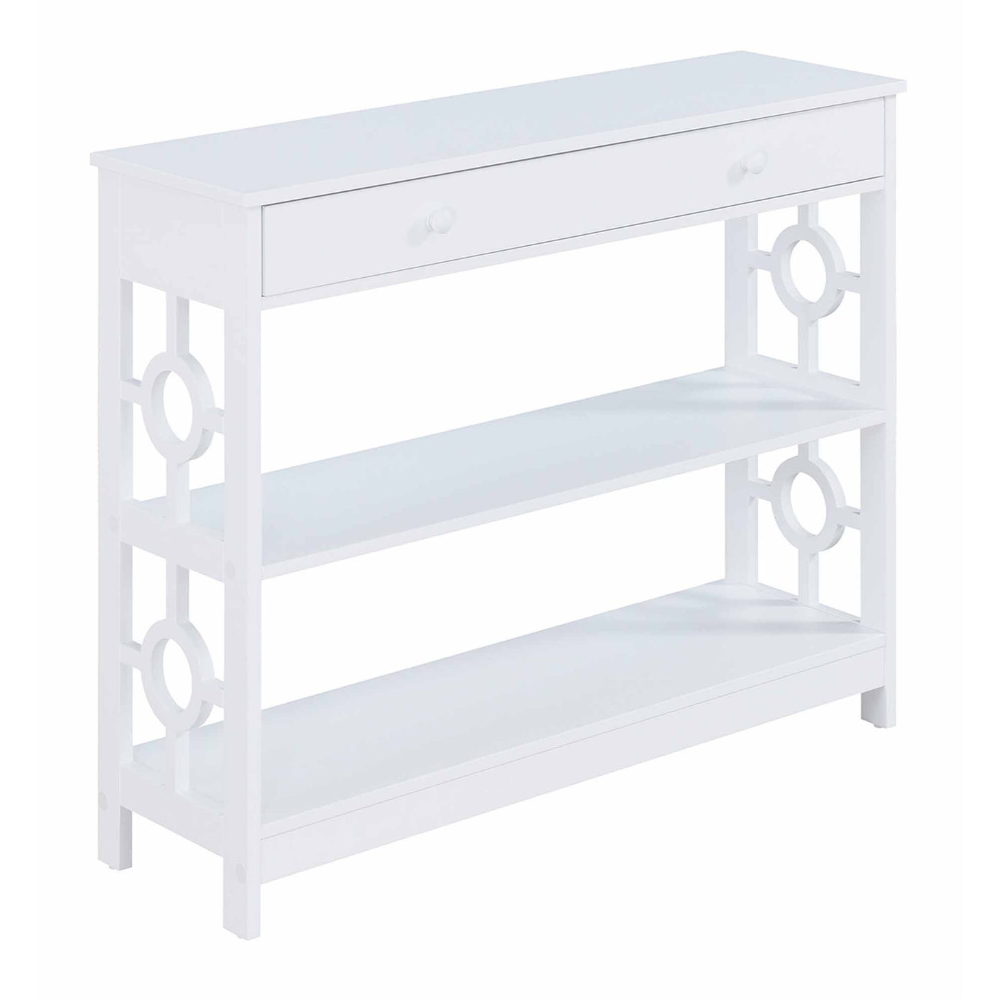 CasaFoyer Stylish Ring 1 Drawer Console Table with Shelves - Contemporary Furniture Piece with Ample Storage and Display Space - Durable Construction - Easy to Clean - Perfect for Living Room Decor