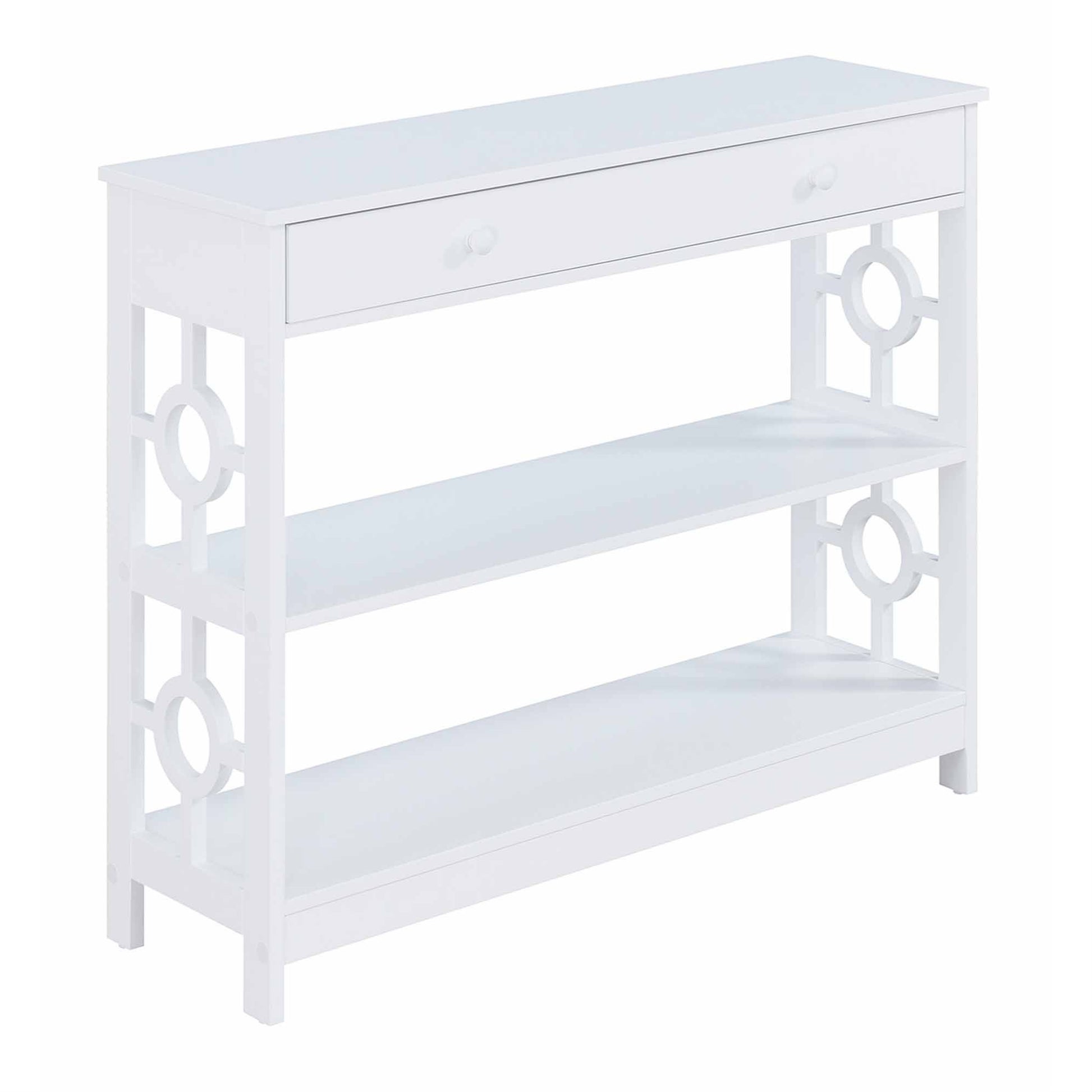 CasaFoyer Stylish Ring 1 Drawer Console Table with Shelves - Contemporary Furniture Piece with Ample Storage and Display Space - Durable Construction - Easy to Clean - Perfect for Living Room Decor