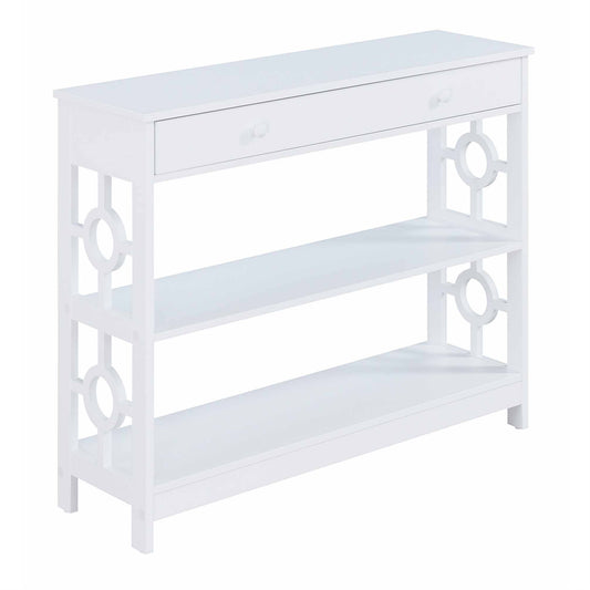 CasaFoyer Stylish Ring 1 Drawer Console Table with Shelves - Contemporary Furniture Piece with Ample Storage and Display Space - Durable Construction - Easy to Clean - Perfect for Living Room Decor