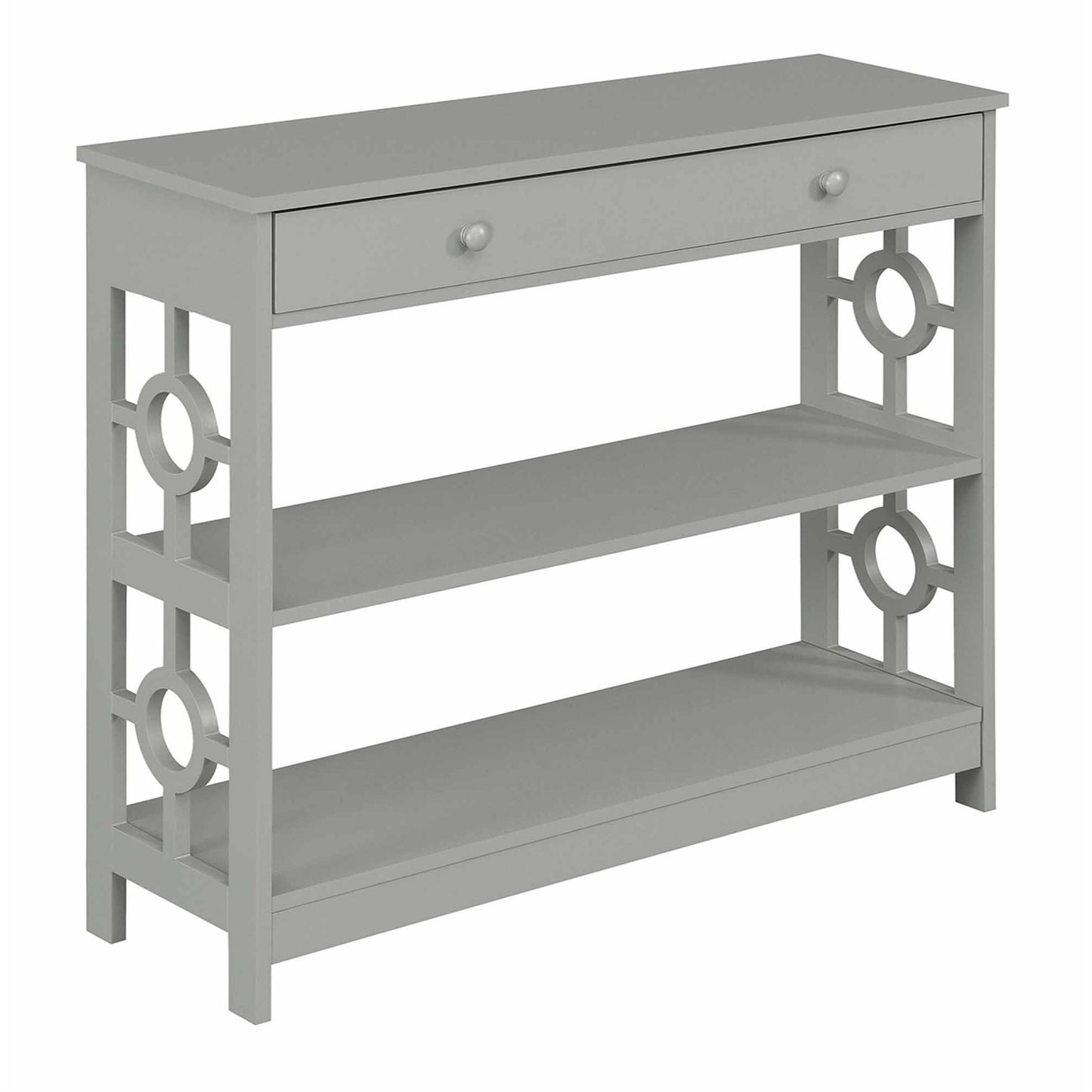 CasaFoyer Stylish Ring 1 Drawer Console Table with Shelves - Contemporary Design, Spacious Storage, Metal Drawer Glides - Perfect for Living Room, Hallway, or Home Office
