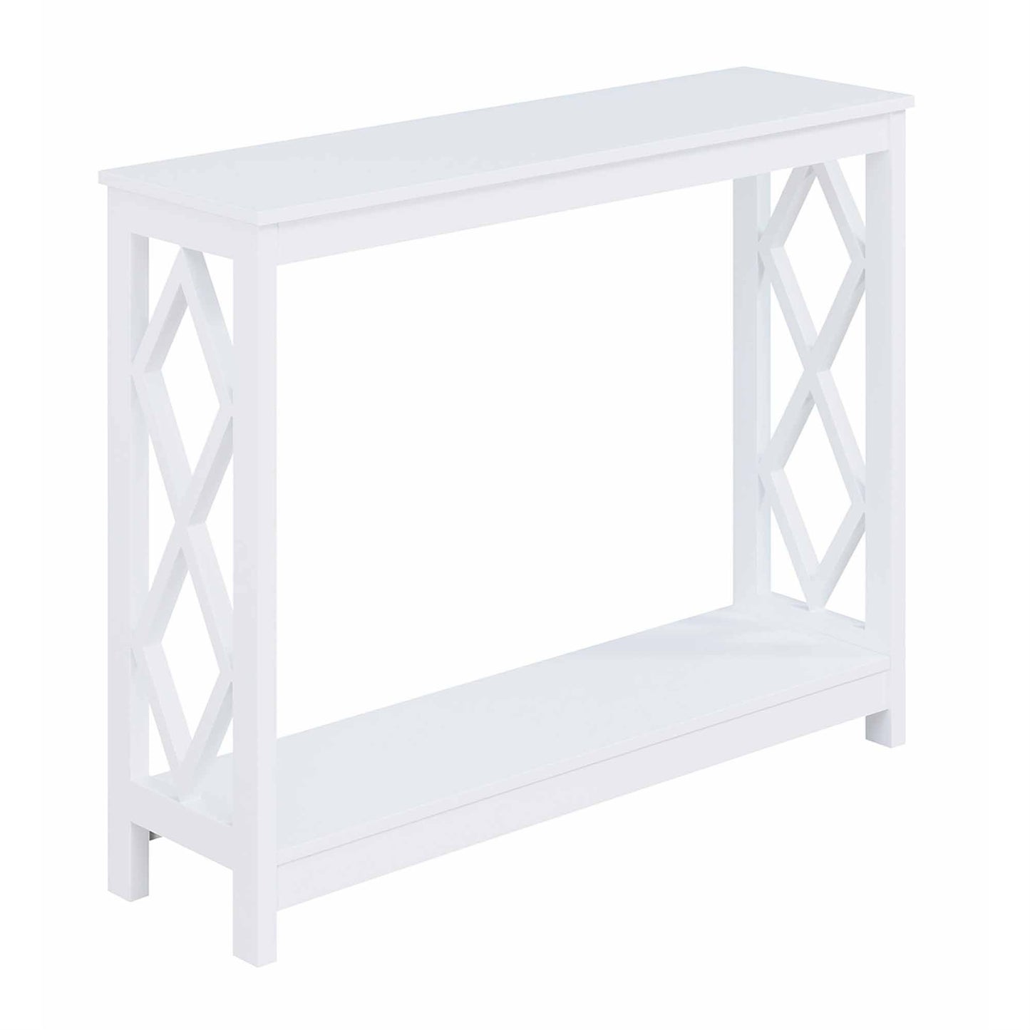 CasaFoyer Diamond Console Table with Shelf - Contemporary Design, Clean Line Silhouette, Two Ample Shelves, Easy to Clean, Sturdy MDF Frames and Legs.