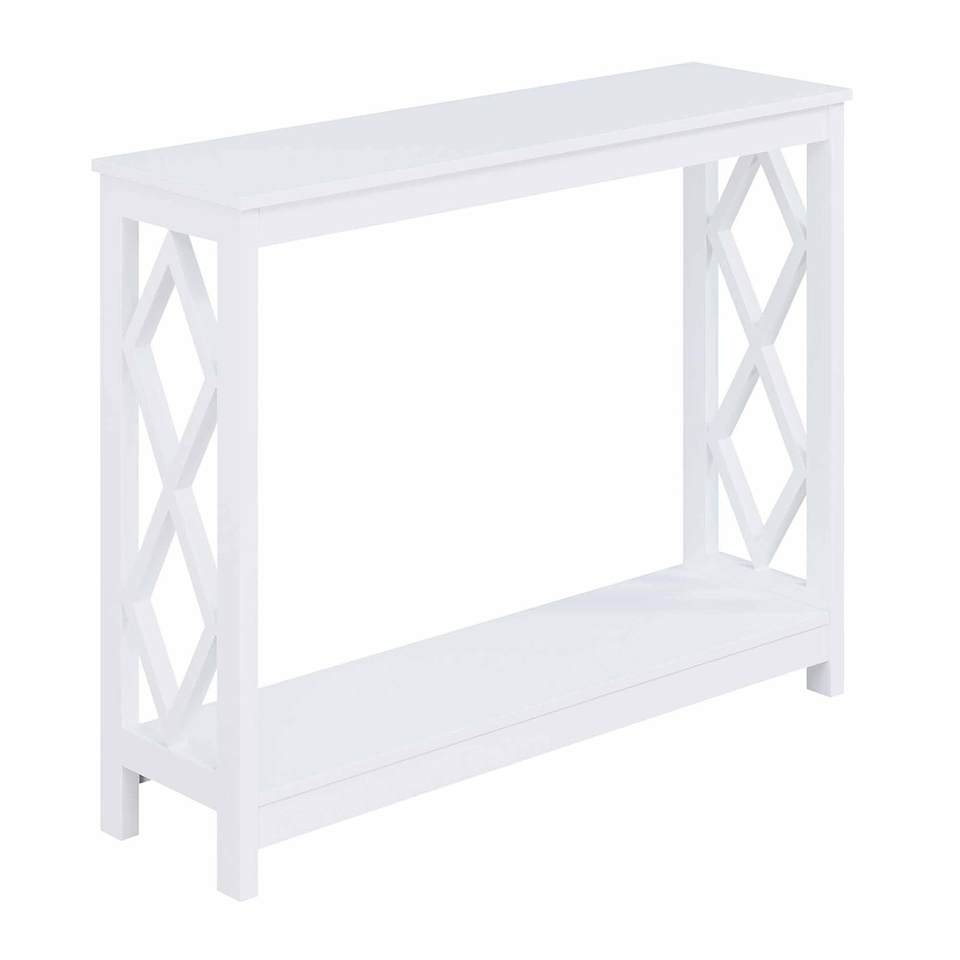 CasaFoyer Diamond Console Table with Shelf - Contemporary Design, Clean Line Silhouette, Two Ample Shelves, Easy to Clean, Sturdy MDF Frames and Legs.