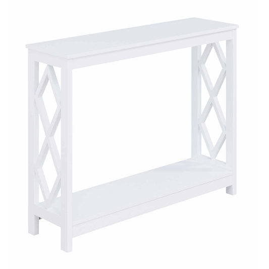 CasaFoyer Diamond Console Table with Shelf - Contemporary Design, Clean Line Silhouette, Two Ample Shelves, Easy to Clean, Sturdy MDF Frames and Legs.
