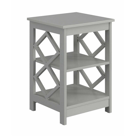 CasaFoyer Diamond End Table with Shelves - Stylish & Functional Contemporary Design, Ample Storage & Display Space, Easy to Clean, Sturdy MDF Frames, Versatile Placement, Quick 5-Step Assembly