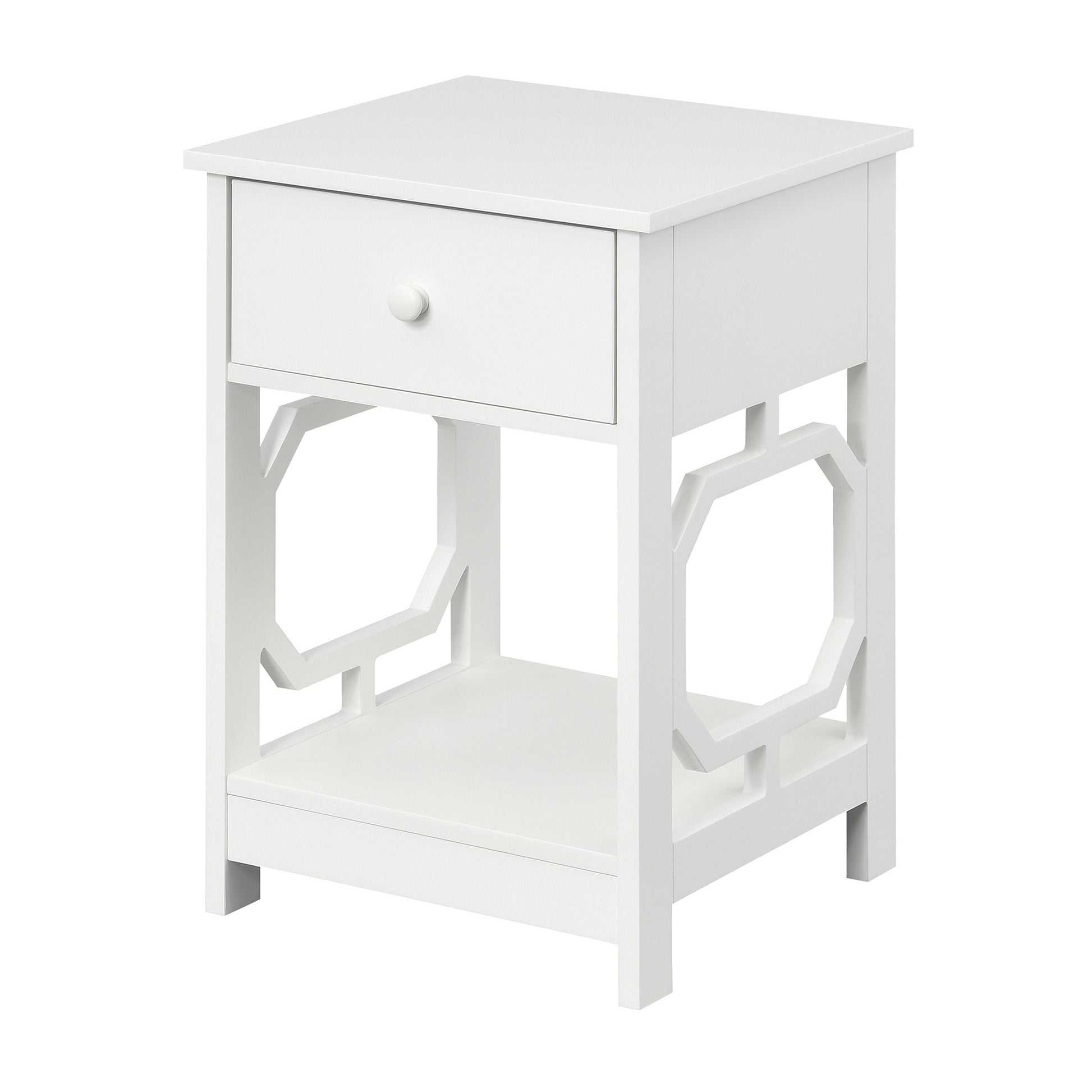 CasaFoyer Omega 1 Drawer End Table with Shelf - Contemporary Style, Octagon Side Design, MDF Construction, Durable & Easy to Maintain