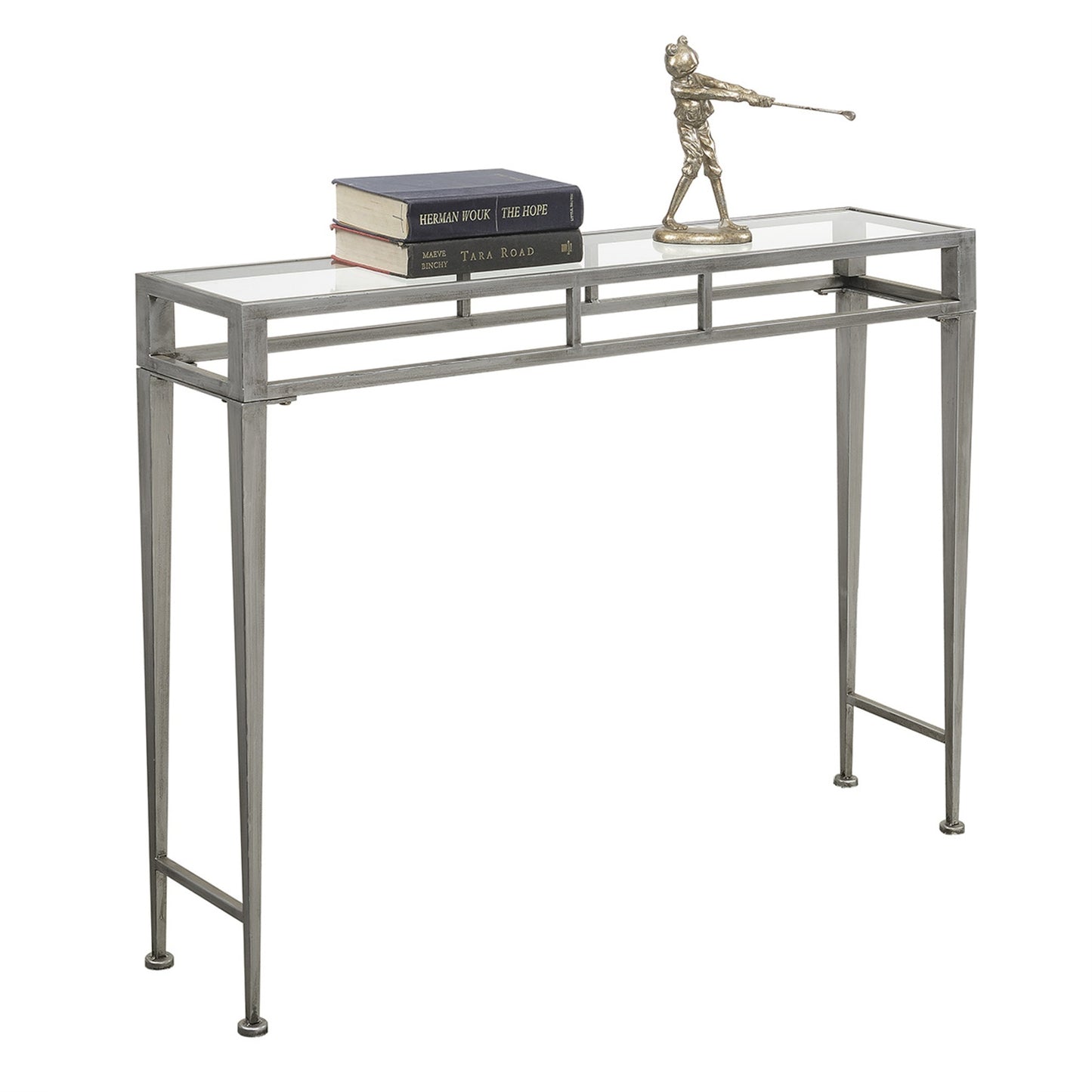 CasaFoyer Gold Coast Julia Hall Console Table - Sleek & Stylish Design, Clear Tempered Glass Top, Contemporary Iron Frame, Elegant & Versatile