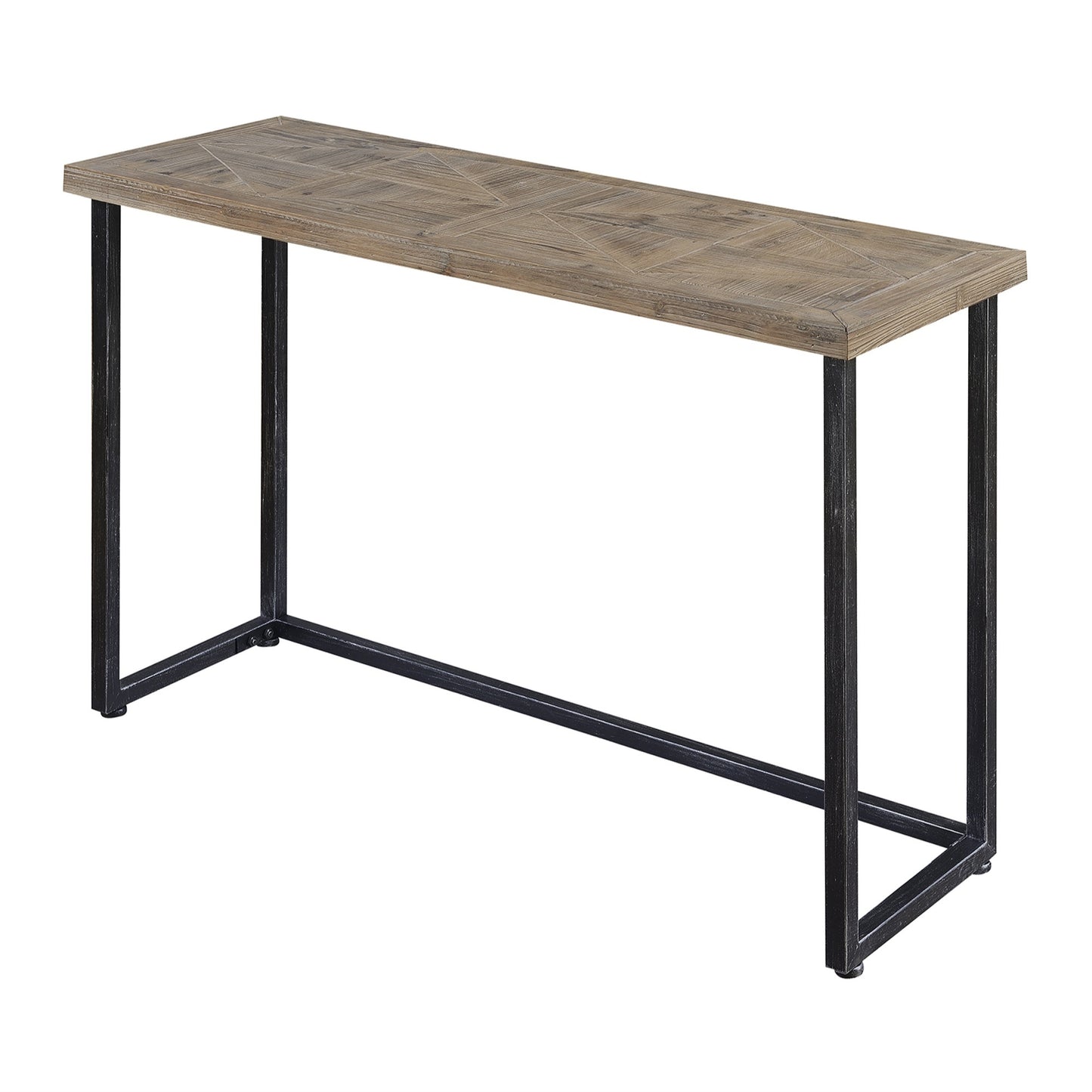 CasaFoyer Rustic Laredo Parquet Console Table - Reclaimed Wood Design, Knotty Pine Patterns, Brushed Metal Frame - Perfect for Contemporary or Traditional Decor