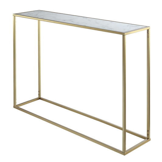 CasaFoyer Gold Coast Faux Marble Console Table - Victorian & Modern Design, Sleek & Polished Aesthetic, Open & Airy Structure, Hassle-Free Assembly, Enhances Any Decor - Gold Collection