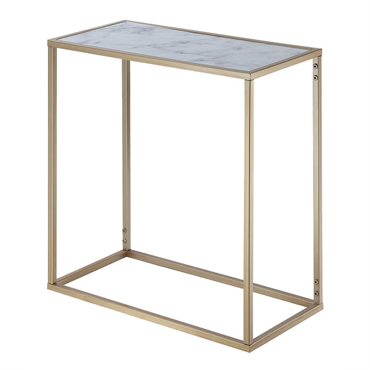 CasaFoyer Gold Coast Faux Marble Chairside End Table - Victorian Modern Design, Sleek Faux Marble Top, Easy Assembly, Enhances Interior Decor