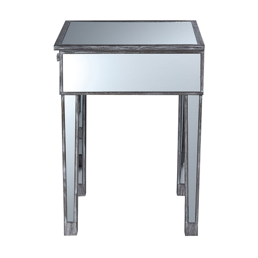 CasaFoyer Gold Coast Mirrored 1 Drawer End Table - Classy & Contemporary Design, Glass Mirror Inlay, Fir Wood Base, Faux Crystal Drawer Pulls, Concealed Storage Drawer. Explore Gold Coast Collection.