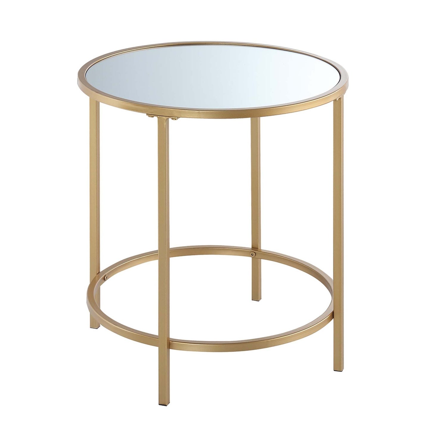 CasaFoyer Gold Coast Deluxe Mirrored Round End Table - Contemporary Style, Glamorous Finishes, Spacious Tabletop - Easy Assembly - Perfect for Living Room or Home Study - Durable and Easy to Maintain - Part of Gold Coast Collection by CasaFoyer