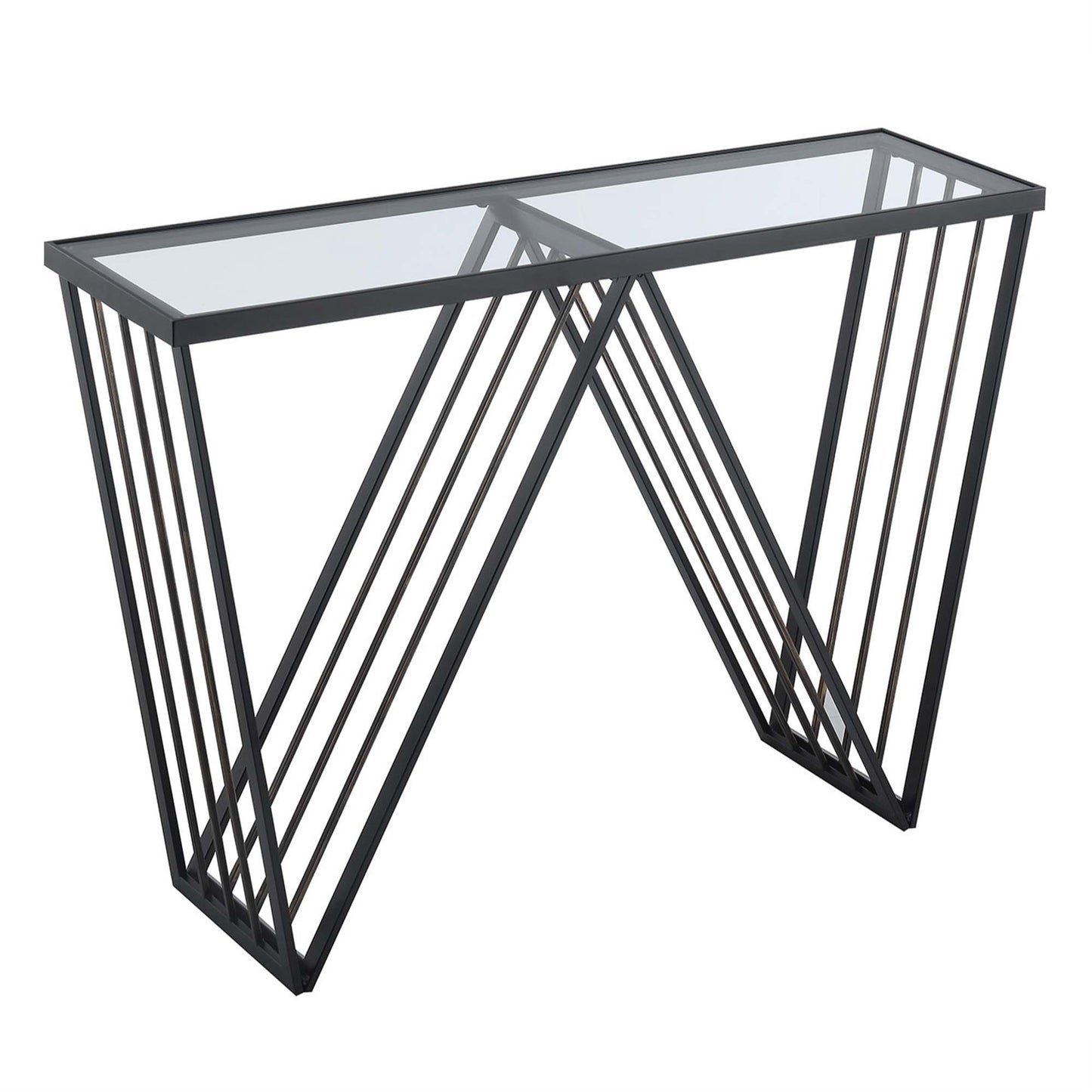 CasaFoyer Venus Console Table - Stylish and Spacious Home Decor Essential by CasaFoyer. Sturdy Metal Frame, Clear Glass Shelf, Easy Assembly. Perfect for Entryway or Home Study. (Sold Separately)