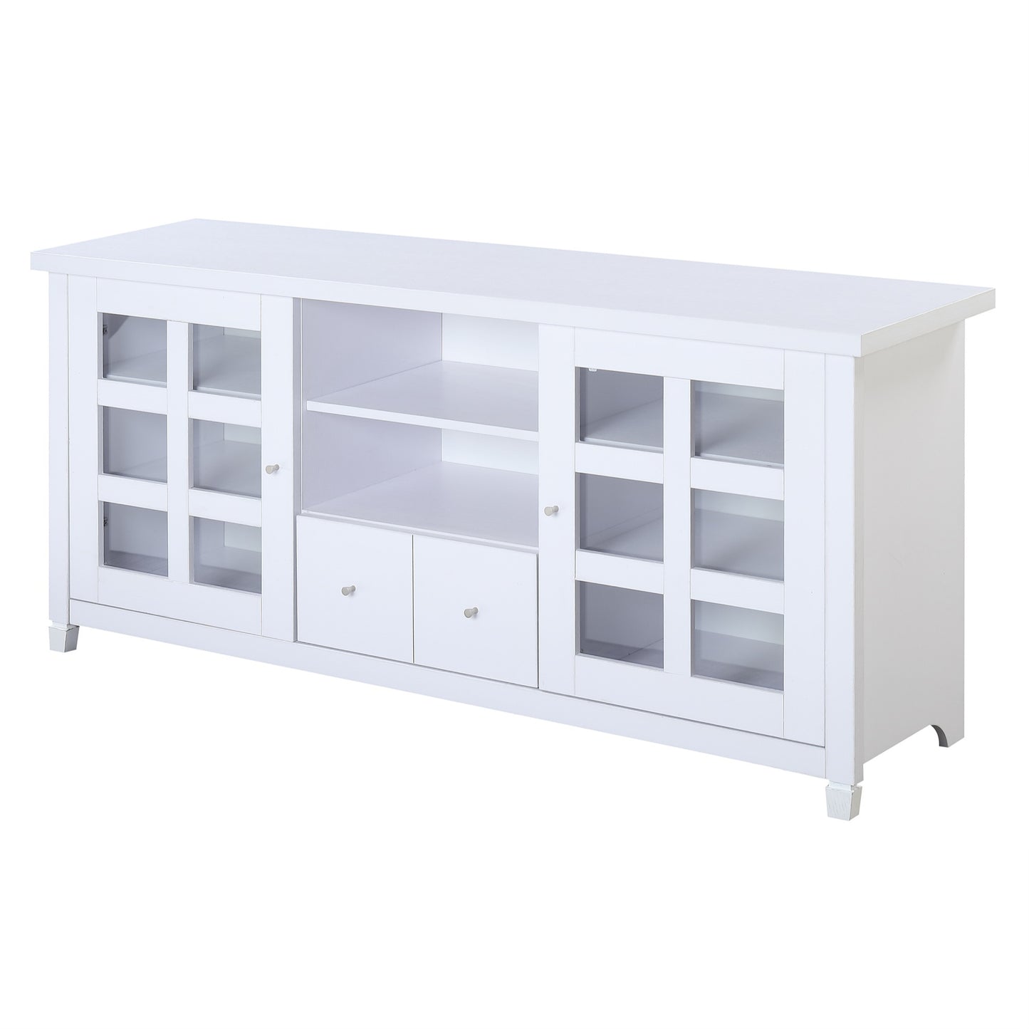 CasaFoyer Newport Park Lane 1 Drawer 60" TV Stand - Elegant & Functional with Storage Cabinets, Shelves, & Cable Management Holes. Durable Hollow Core Construction.