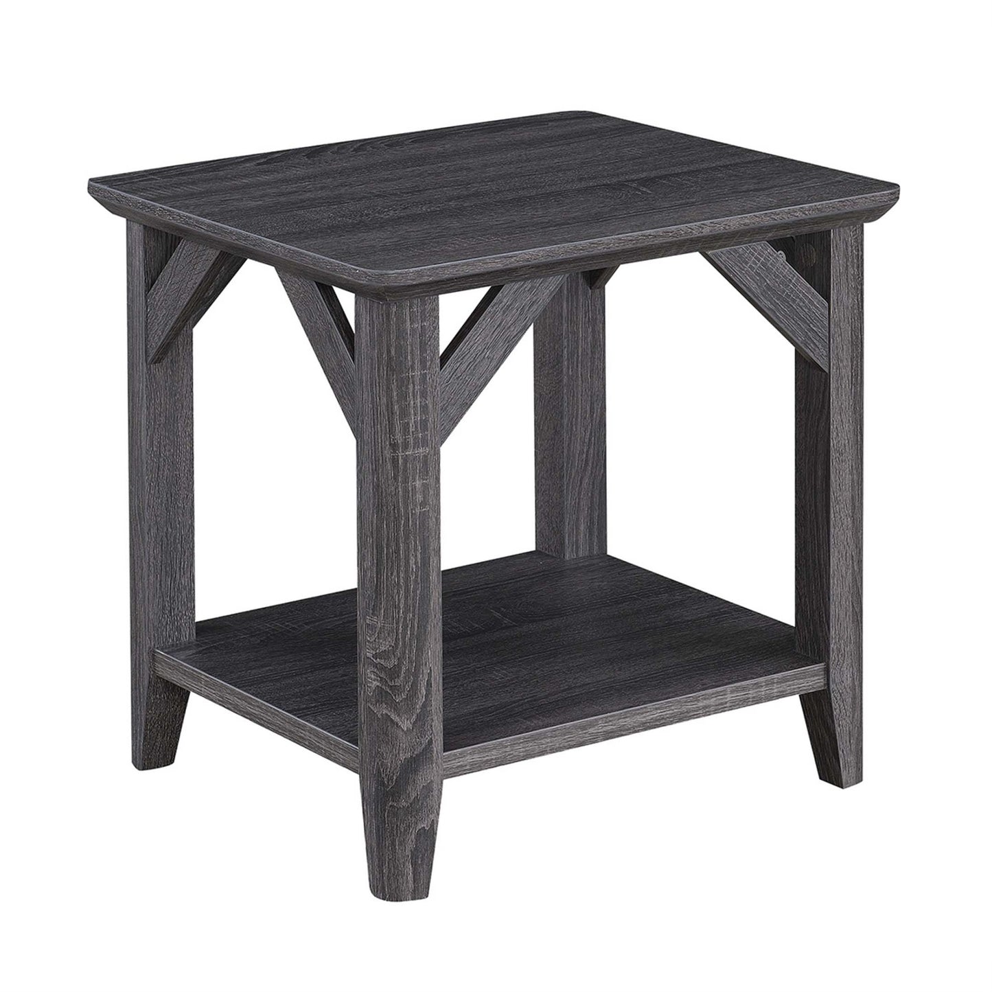 CasaFoyer Winston End Table with Shelf - Rustic Design, Wooden Finish, Durable Particle Board, Melamine Coating, Two-Tiered, Ample Storage, Tapered Legs, Easy Assembly