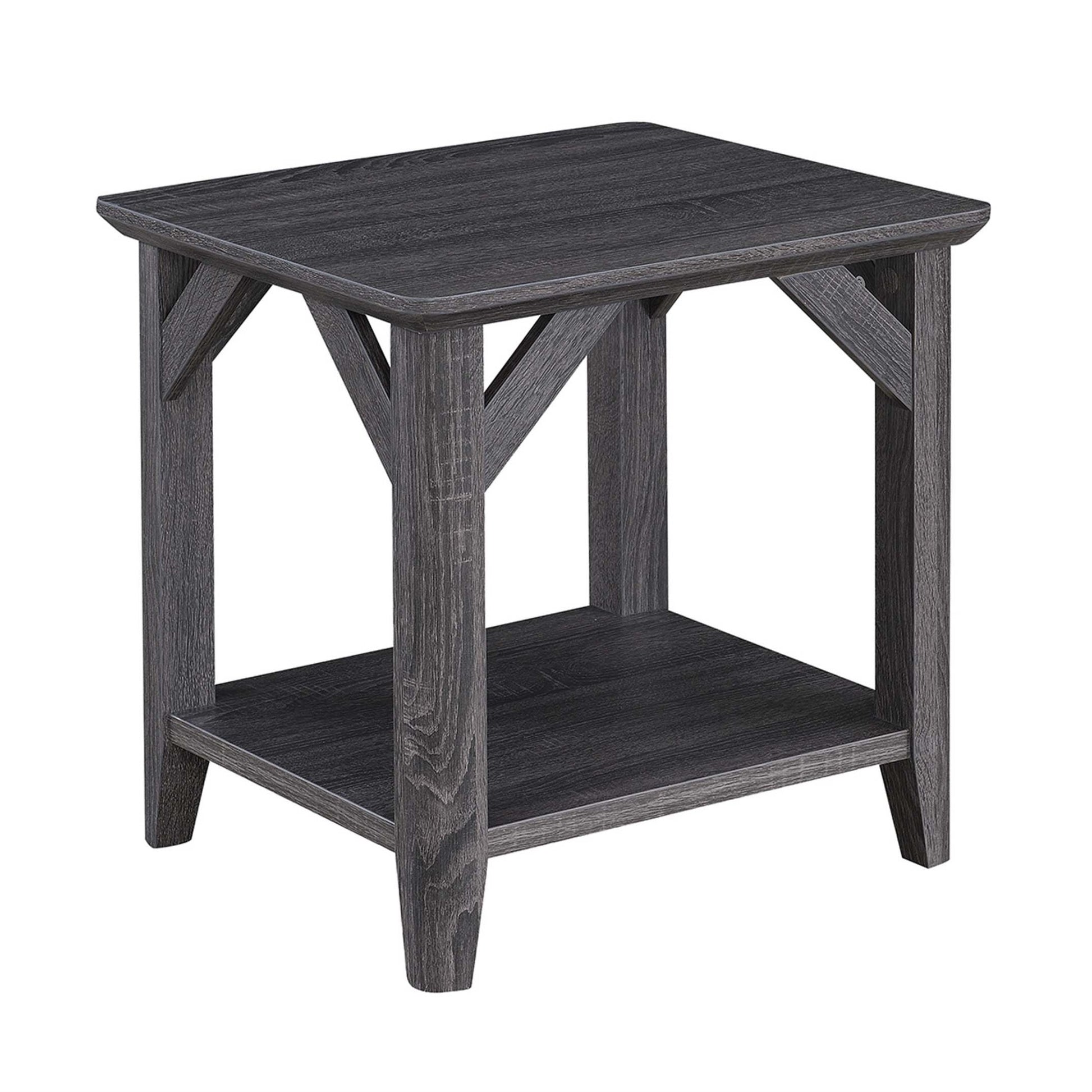 CasaFoyer Winston End Table with Shelf - Rustic Design, Wooden Finish, Durable Particle Board, Melamine Coating, Two-Tiered, Ample Storage, Tapered Legs, Easy Assembly