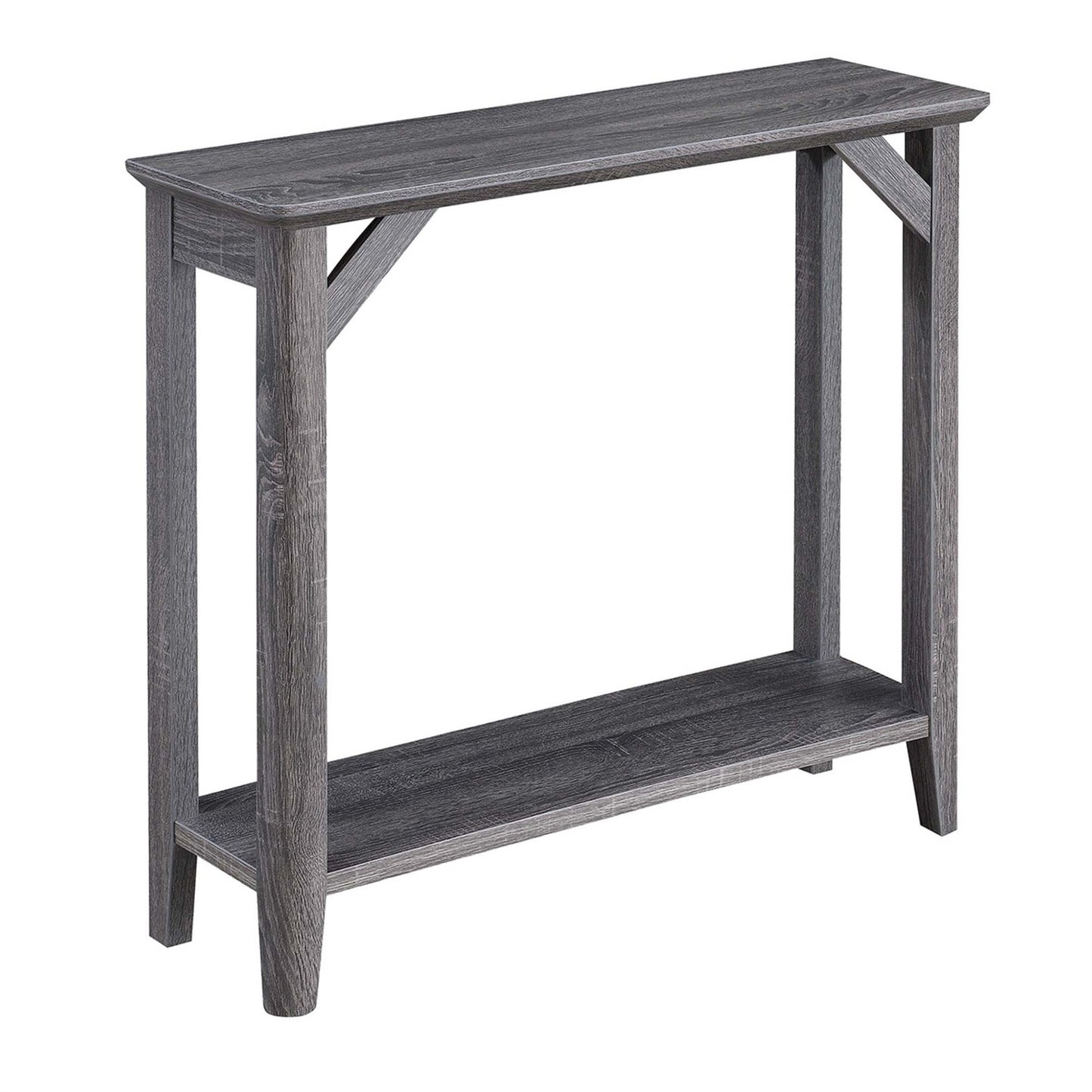 CasaFoyer Winston Hall Table with Shelf - Rustic Design, 2 Shelves, Tapered Legs - Durable Particle Board & MDF Construction - Scratch-Free Feet Tacks - Easy Assembly - Versatile & Compact - Melamine Coating - Winston Collection Compatible