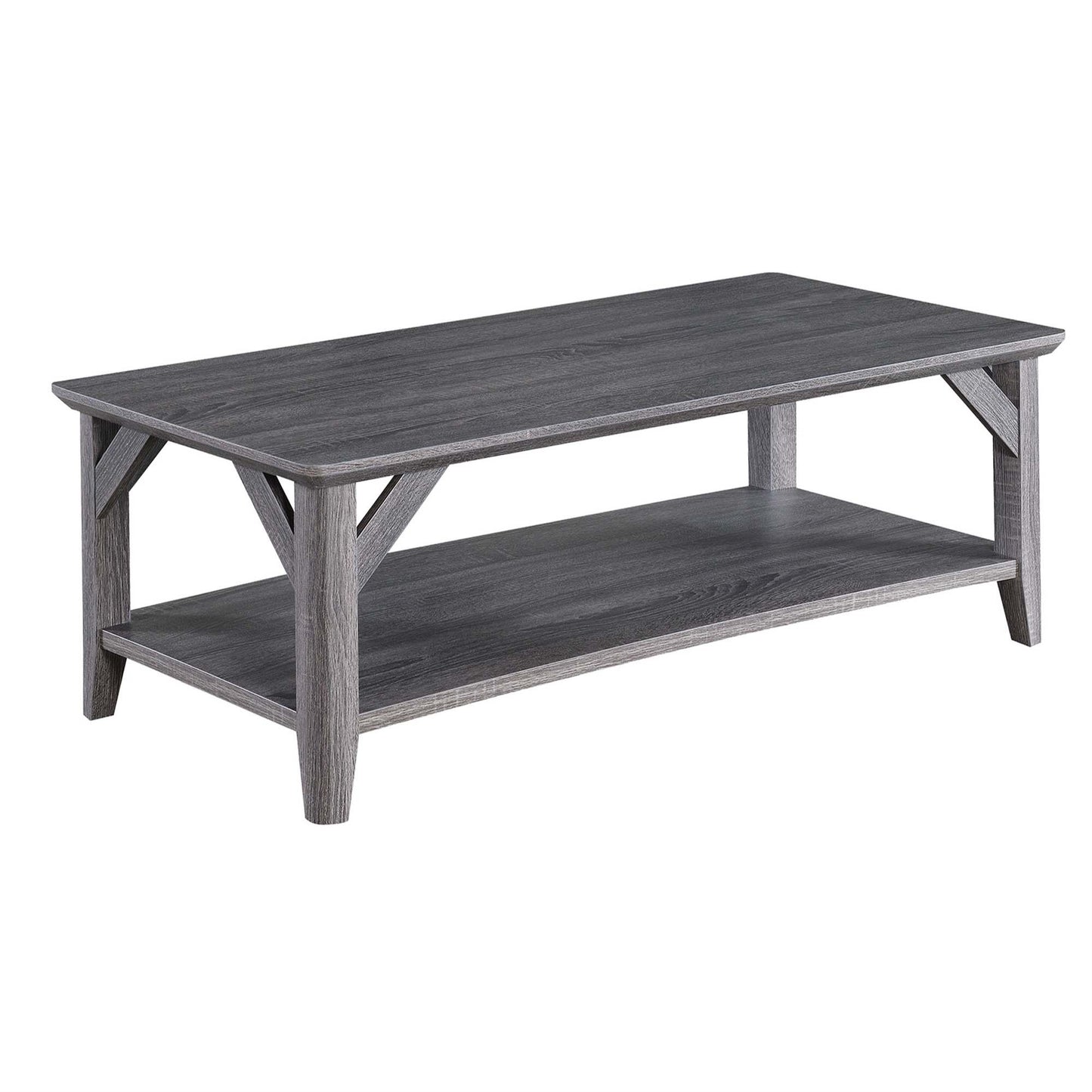 CasaFoyer Winston Coffee Table with Shelf - Rustic Style, Wooden Finish, 2 Tiers, Stable Design, Durable Construction, Easy Assembly