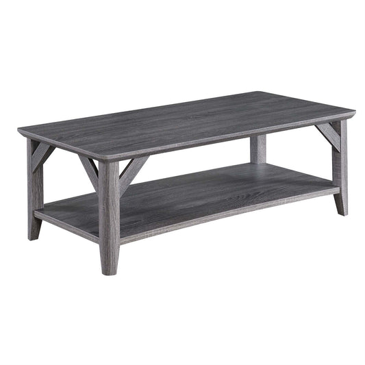 CasaFoyer Winston Coffee Table with Shelf - Rustic Style, Wooden Finish, 2 Tiers, Stable Design, Durable Construction, Easy Assembly