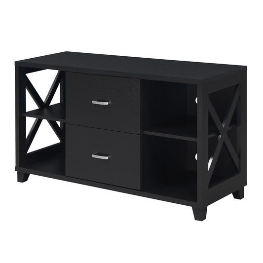 CasaFoyer Oxford Deluxe TV Stand - Stylish X-Frame Design with 2 Drawers & Shelves - Cable Management Holes - Easy Assembly - Oxford Collection